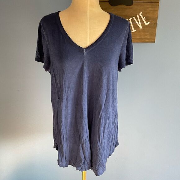 Cable & Gauge Blue V-Neck Burnout Relax Short Sleeve Tee T-Shirt- L - Picture 5 of 7